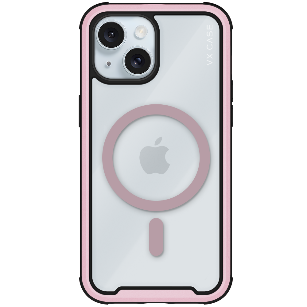 Capa Magsafe para iPhone 15 Plus Transparente com Borda Rosa - Shield Cover II